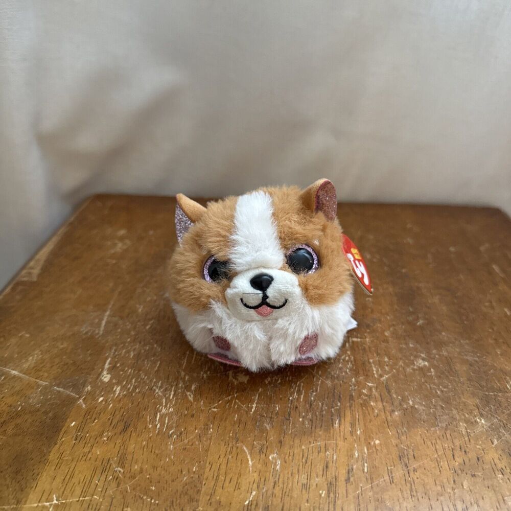 Ty Puffies (Beanie Balls) Plush - TANNER the Brown Dog‎ (4 inch) NEW 2022 MWMTs